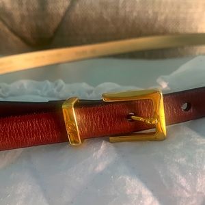 Pierre Cardin Full Grain Cowhide Brown Gold Buckle Belt Medium